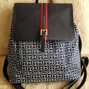 Tommy Hilfiger jacquard logo flap backpack